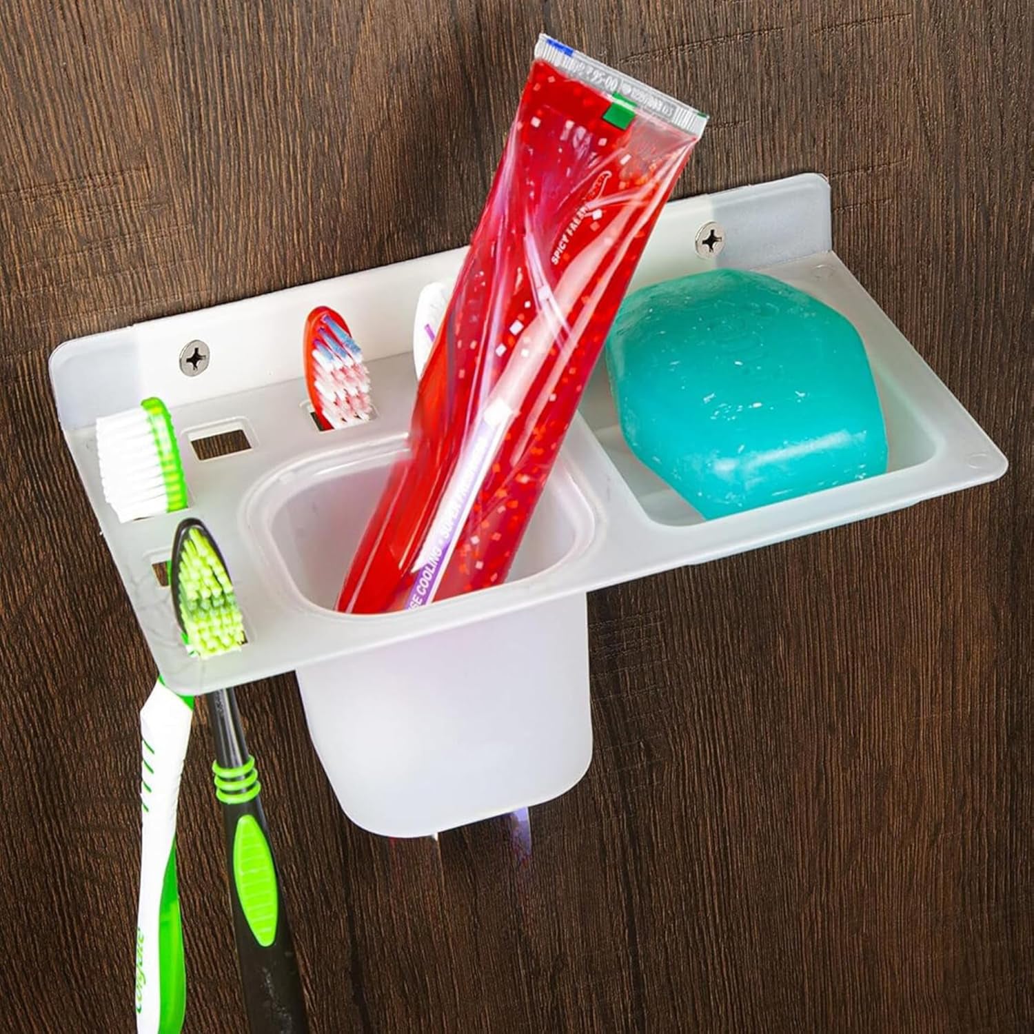 3in1 Wall Mounted Multi-Compartment Toothbrush & Soap Holder with Cup (1 Pc) 3in1 Wall Mounted Multi-Compartment Toothbrush & Soap Holder with Cup (1 Pc)